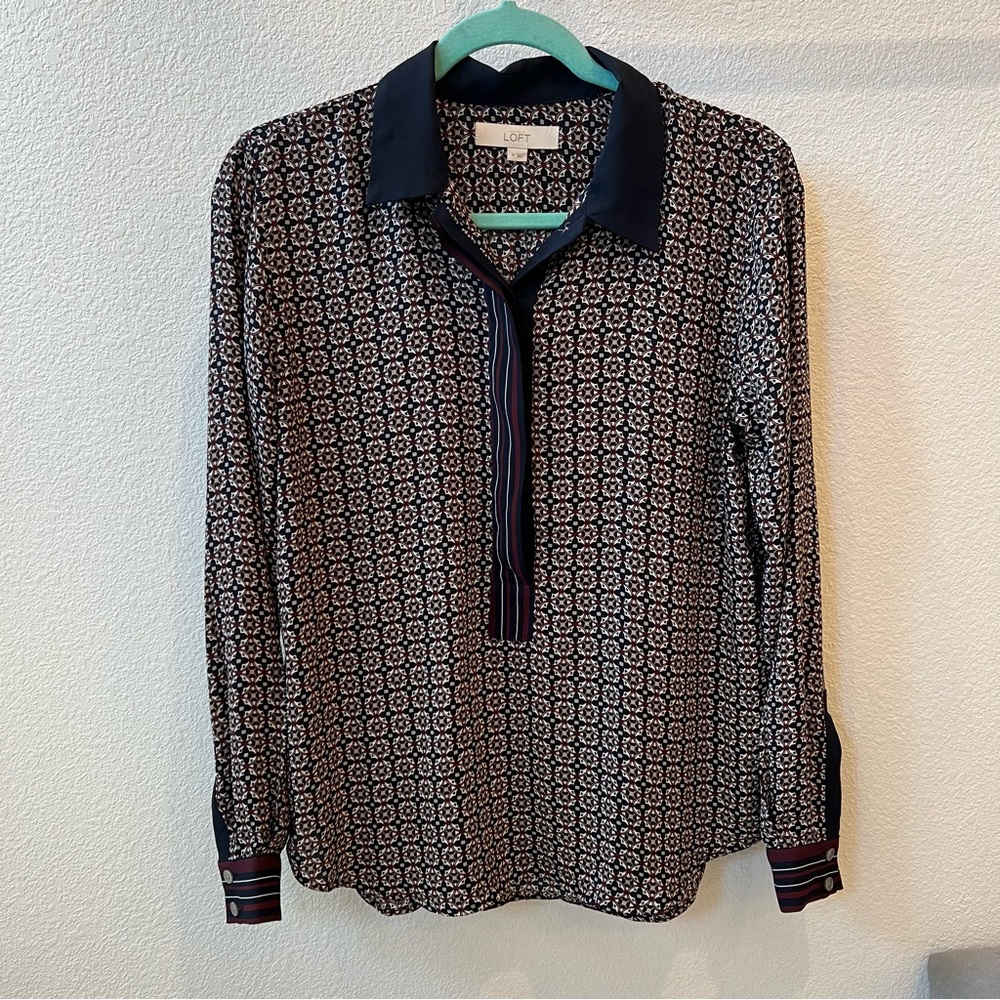 LOFT Printed Long Sleeve Blouse
